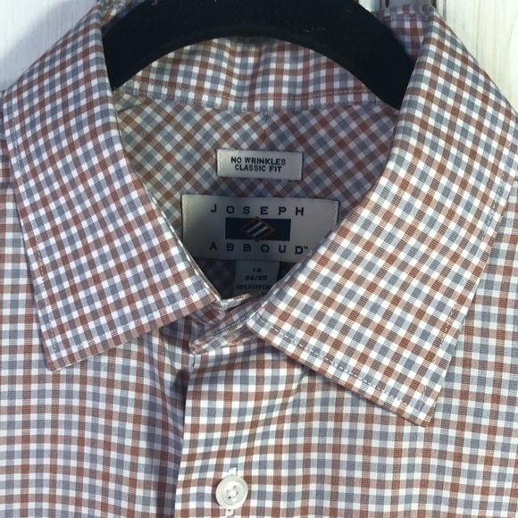 Men’s Joseph Abboud  Plaid Button Down Long Sleeve Dress Shirt Size 16 34/35 - Picture 5 of 9